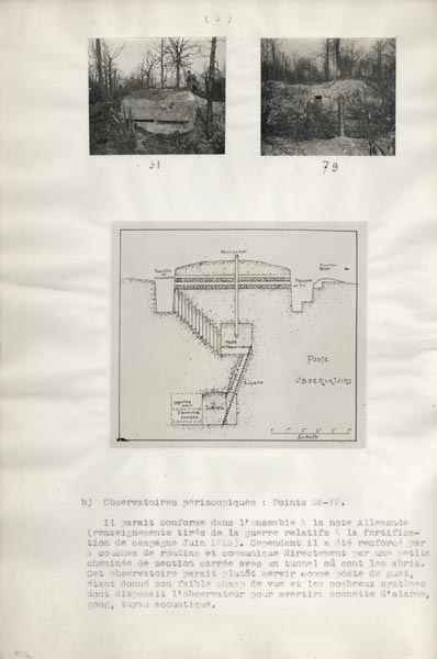 Photo du dossier de l'étude des positions allemandes dans la région du Plateau  de Loermont, guerre 1914-1918, poste observatoire périscopique