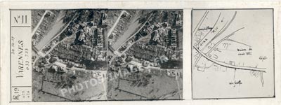Double photo verticale st&eacute;r&eacute;oscopique et plan de Varennes en 1917