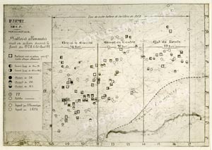Plan de la position des batteries allemandes dans la r&eacute;gion de Vauquois en 1917