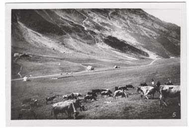 La route au col des Aravis vers la chapelle et l'hôtel