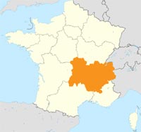 carte de la région Auvergne et des départements Cantal, Haute-Loire, Puy-de-Dôme et Allier
