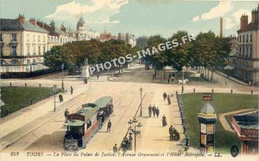 Photo de l'ancienne place du palais de justice de Tours et l'avenue Grammont