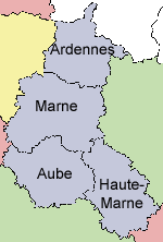 Carte de la région Champagne-Ardenne pour les photos anciennes