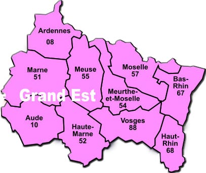 Carte de la région Grand-Est pour les photos anciennes