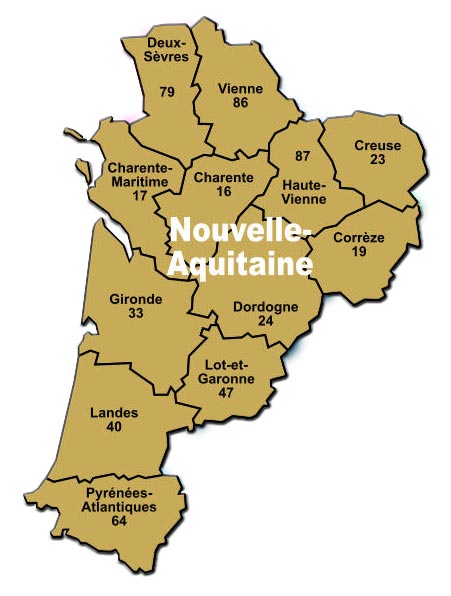 Carte de l'Aquitaine pour les photos anciennes