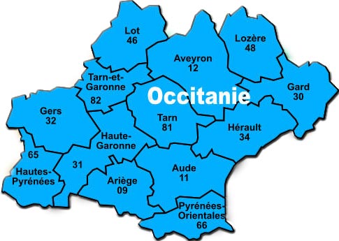 Carte de la région Midi-Pyrénées pour les photos anciennes
