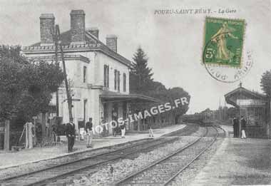 Vue ancienne de la gare de Pouru Brévilly en carte postale ancienne de 1900