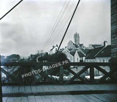 Ancienne photo du pont de Dormans sur la Marne et la voie ferrée vers 1914