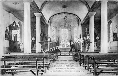 Photo ancienne de l'église de Fleury-sur-Aire en 1918