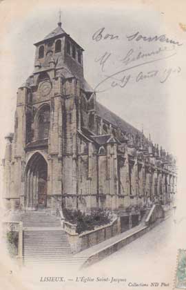 l'église Saint-Jacques à Lisieux en ancienn carte postale de 1900