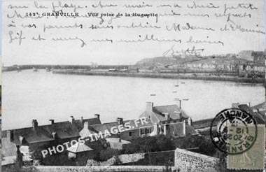 Photo de Granville depuis La Huguette sur une carte postale de 1900