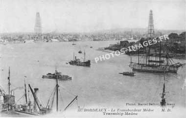 Le pont tranbordeur de Bordeaux en carte postale ancienne de 1900