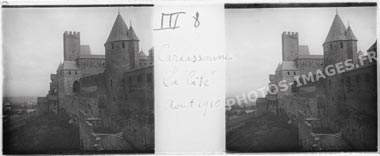 La cité de Carcassonne photo ancienne de 1910 les remparts