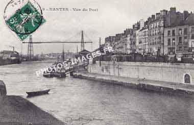 Nantes carte postale du pont transbordeur en photo ancienne de 1900