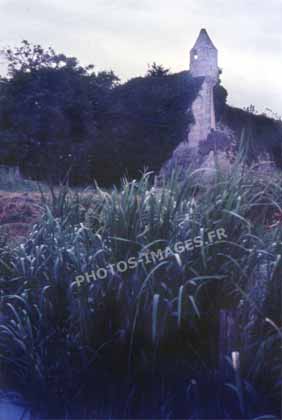 Ancienne photo d'une échauguette de l'abbaye de Maillezais  sur une diapo de 1960