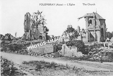 Vieille photo du bourg de Folembray et son église