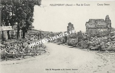 La rue de Coucy en vieille photo du bourg de Folembray