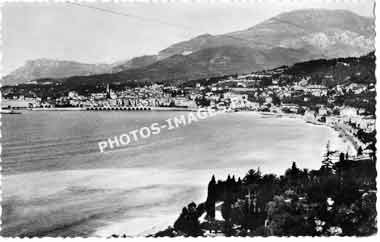 Photo ancienne de Menton depuis Caravan en ancienne carte postale de 1947