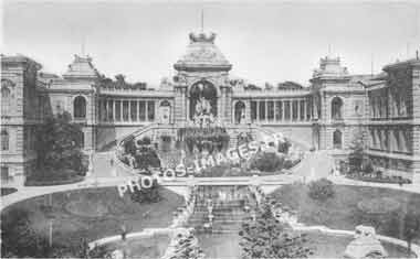 Ancienne photo du Palais de Longchamp à Marseille en carte postale 1900