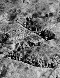 Détail de la photo aérienne des tranchées de communication allemandes de Vermandovillers en 14-18 WW