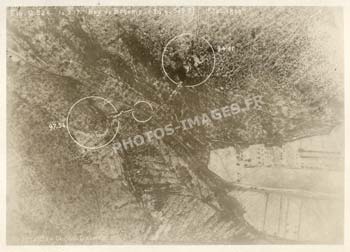 Photo aérienne de 2 pièces du boyau de Bohême au Plateau de Loermont, Oise, guerre 1914-1918