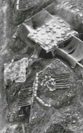 Agrandissement de la photo aérienne faite en 14-18 WW1 montrant la batterie et sa couverture